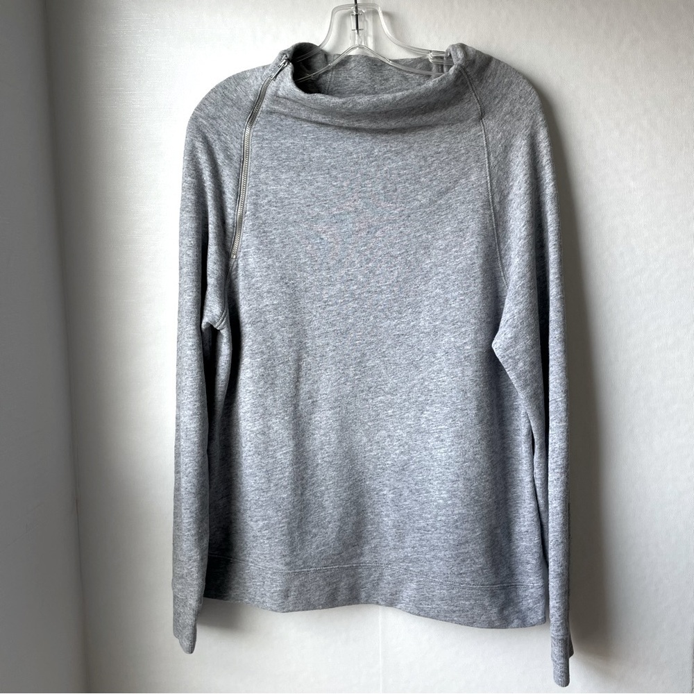 Calvin Klein Jeans Cowl/Funnel Neck Heather Gray Zipper Shoulder Sweatshirt Sz M